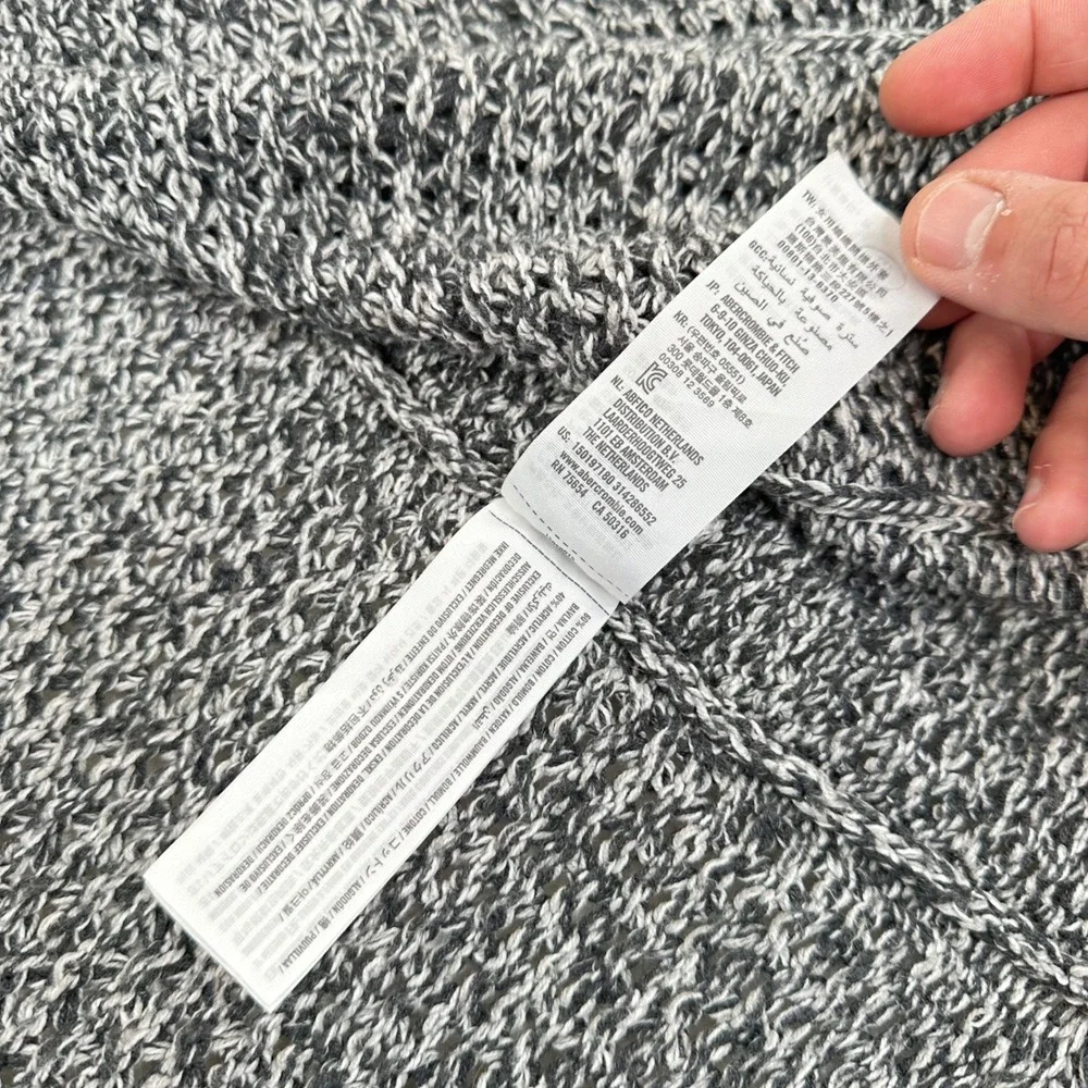 Abercrombie & Fitch Women's S Small Gray Knit Long Open Cardigan Sweater Pocket - Picture 5 of 11